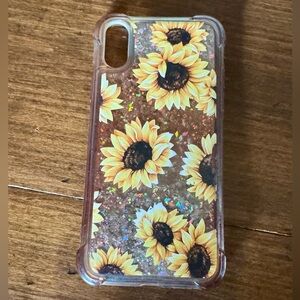 Sunflower Liquid Glitter Case For IPhone X & XS 5.8” Cottagecore Boho